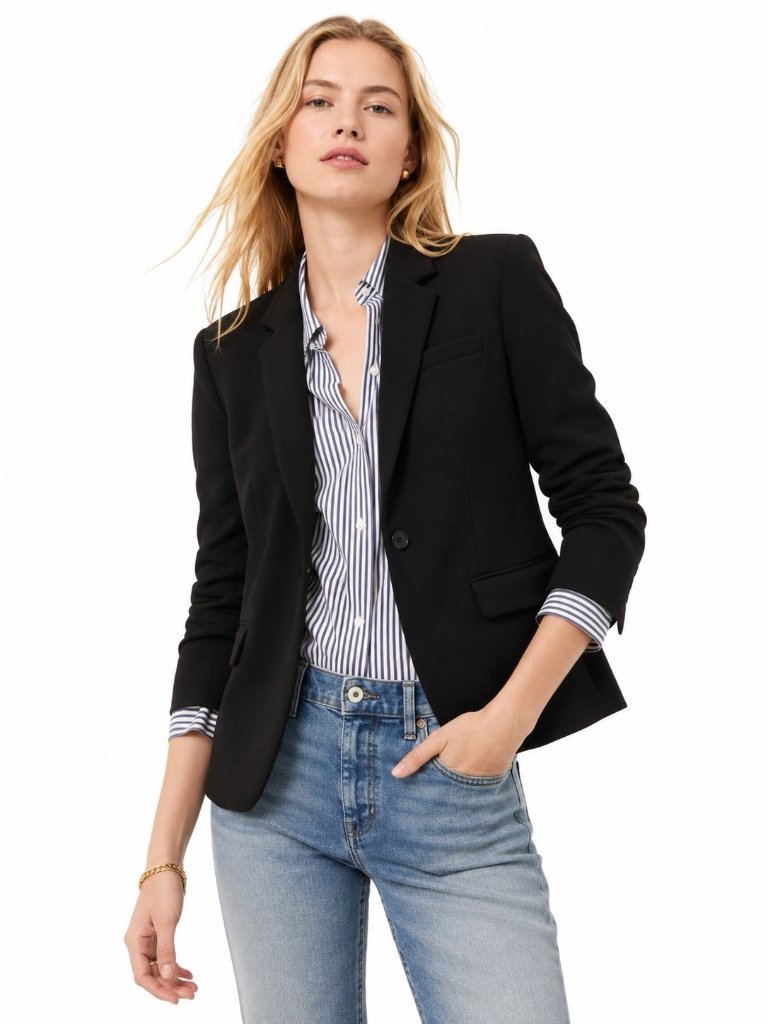 J Crew Regent Blazer Black 10 Four Season Stretch K5961 Modern Career Chic